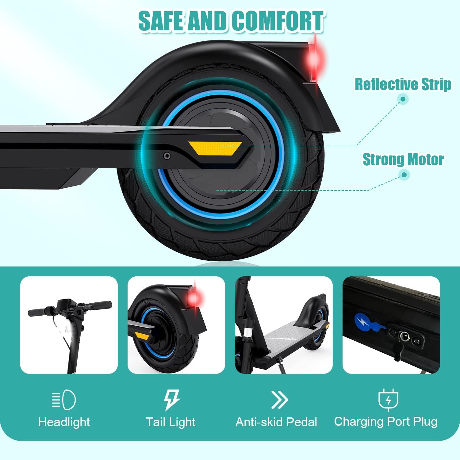 EVERCROSS EV10Z Electric Scooter, 500W Peak Motor  22 Miles Range 19 Mph, App-Enabled E-Scooter, 10 Solid Tires, Folding Electric Scooter for Adults Teenagers