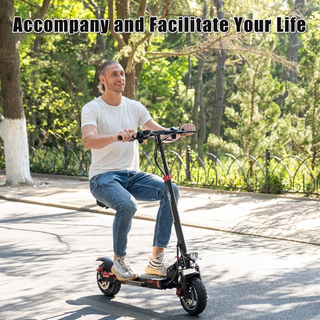 EVERCROSS H5 Electric Scooter, Electric Scooter for Adults with 800W Motor, Up to 28MPH  25 Miles-10 Solid Tires, Scooter for Adults with Seat  Dual Braking, Folding Electric Scooter for Adults