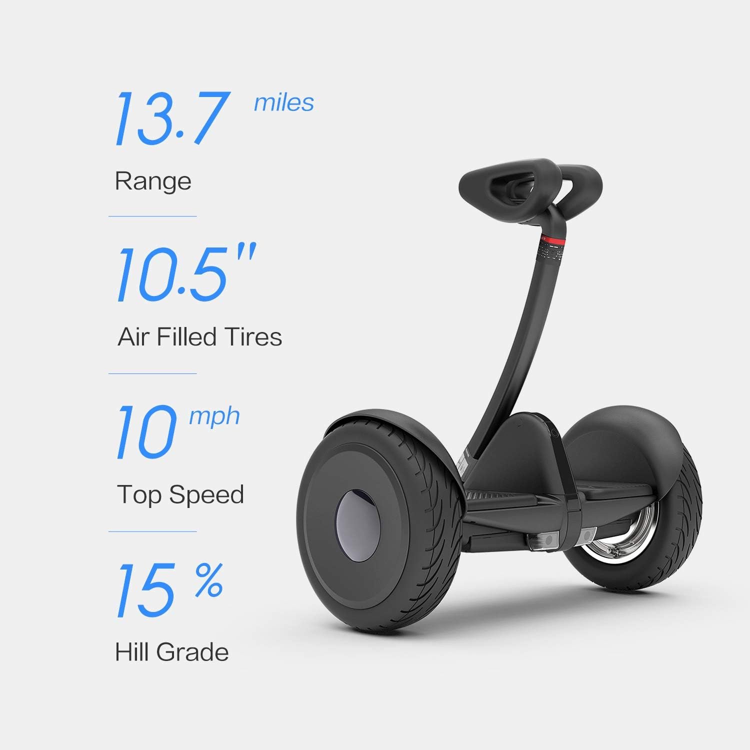 Segway Ninebot S Smart Self-Balancing Electric Scooter, 800W Motor (Ver.S MAX 1000), 13.7 Miles Range(Ver.S MAX 23.6) 10MPH(Ver.S MAX 12.4), Hoverboard w/t LED Light, Compatible with Gokart Kit
