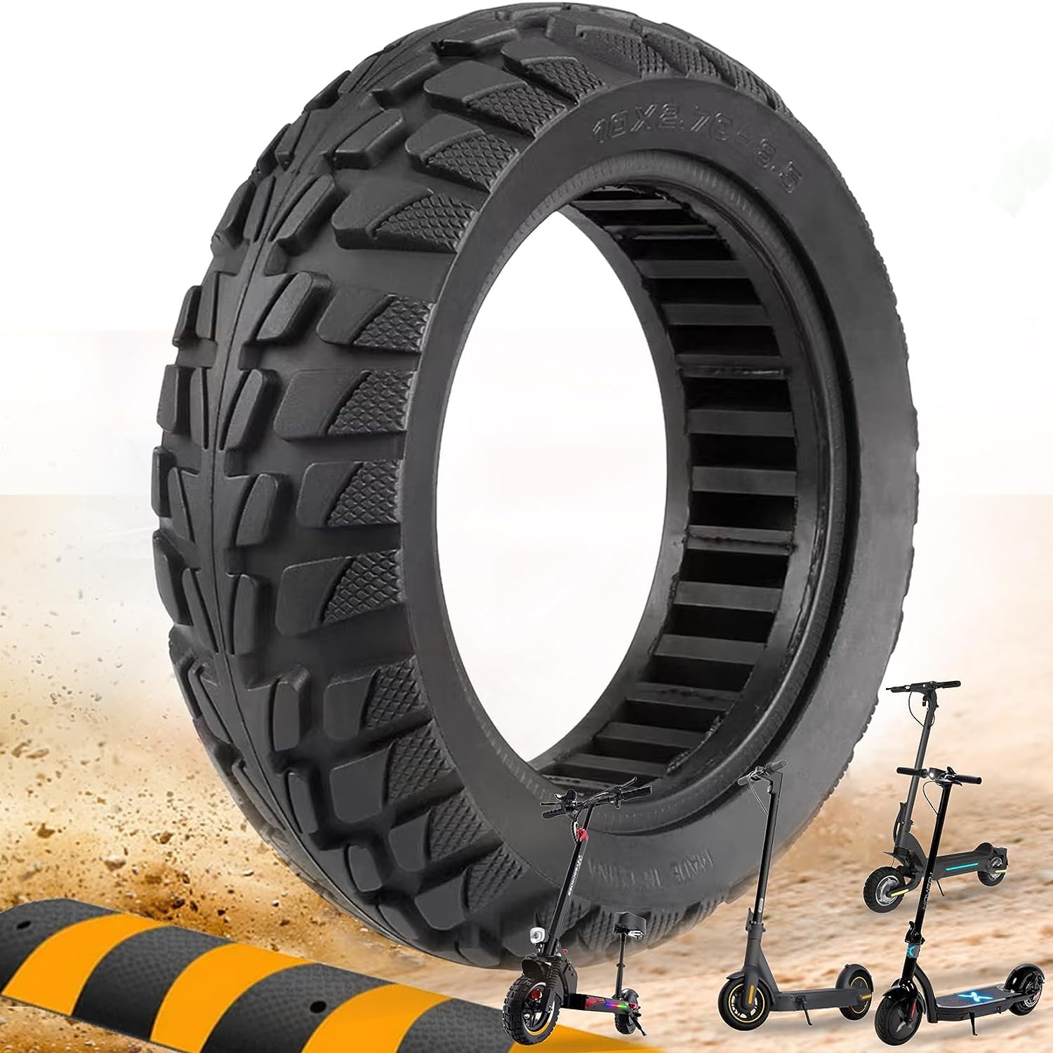 Stormytime 10 Inch Scooter Tires: 70/65-6.5 Solid Tire Replacement for Evercross H5 Hover 1 Alpha Hiboy Max3 Electric Scooter, 10x2.70-6.5, 10x2.75-6.5, 10 Off Road Anti-Skid Wheels
